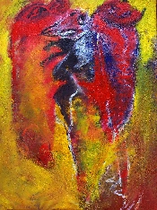 Fétiche noir mail - huile - 118 x 89 cm - 2008 [(c) Galerie Médiart, Paris - M. Lévêque]